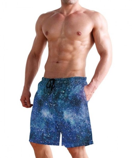 Board Shorts Beautiful Blue Butterflies Swim Trunks Summer Beach Shorts Pockets Boardshorts Men Mesh Lining - Colorful Starry...