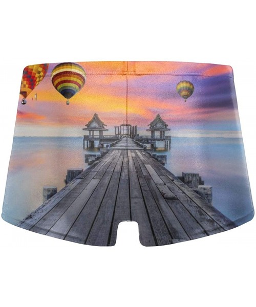 Briefs Men's Swimwear Swim Trunks Lioness Cat Boxer Brief Quick Dry Swimsuits Board Shorts - Hot Air Balloon - CS19DYO6YA7