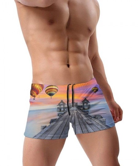 Briefs Men's Swimwear Swim Trunks Lioness Cat Boxer Brief Quick Dry Swimsuits Board Shorts - Hot Air Balloon - CS19DYO6YA7