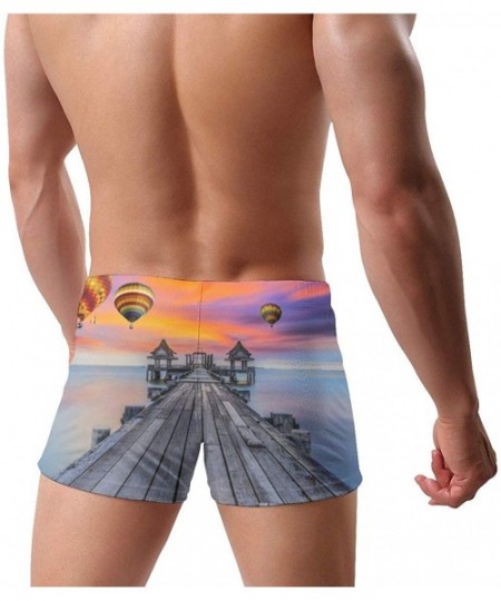 Briefs Men's Swimwear Swim Trunks Lioness Cat Boxer Brief Quick Dry Swimsuits Board Shorts - Hot Air Balloon - CS19DYO6YA7