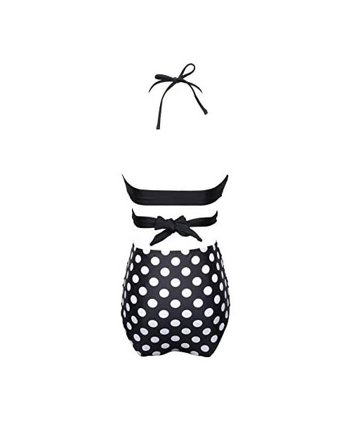 Sets Women/Baby Girl Swimsuit Two Pieces Bikini Set Falbala High Waisted Swimwear Bathing Suits - Black Polka - CF18RLEOO43