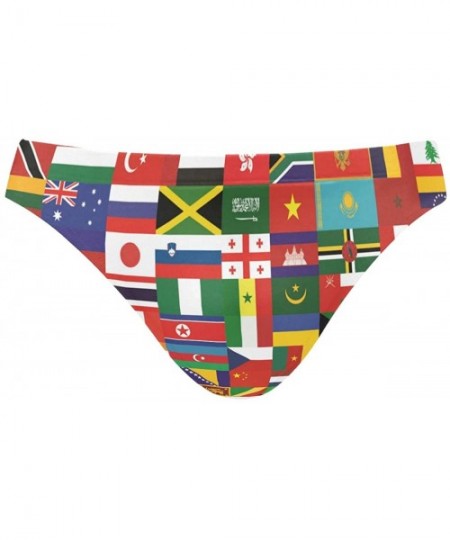 Briefs Mens Swim Briefs- Men Swimwear Briefs- Mens Swim Bikini Swimwear Nautical Sailor Anchors S-3XL - Wold Flags - C818UO9HD88