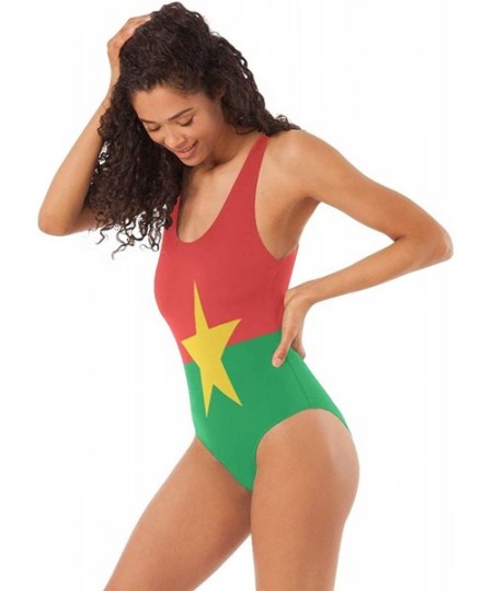 One-Pieces Womens Swimsuits Barbados Flag One Piece Tankini Girls Monokini - Burkina Faso Flag - C918R3Q707E