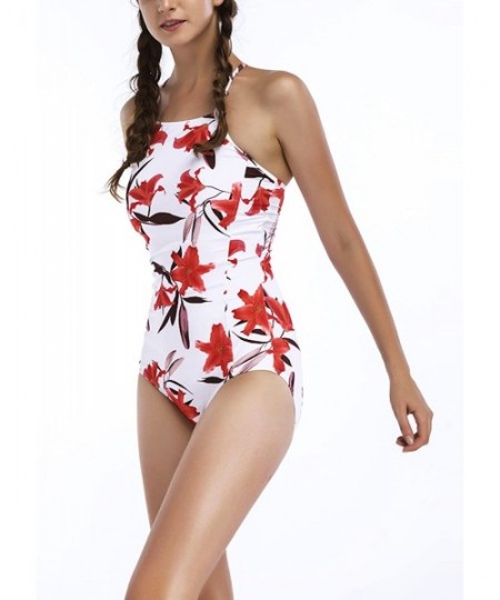 Sets Women's Sexy One Piece Bikini Swimwear Backless Swimsuit Floral Printed - Flowers - CW180ARCWLI