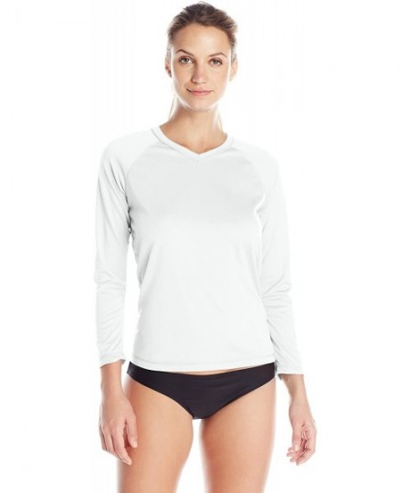 Rash Guards Women's UPF 50+ Long Sleeve Active Swim Tee & Workout Top - White - C311UBTLAMD