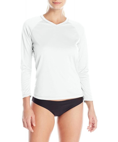 Rash Guards Women's UPF 50+ Long Sleeve Active Swim Tee & Workout Top - White - C311UBTLAMD