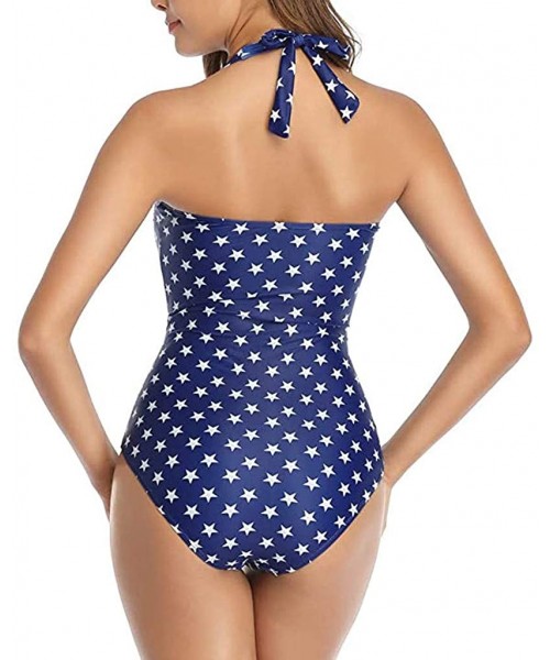 One-Pieces Tummy Control Halter Neck Ruched Pattern One Piece Swimsuit Swimwear with Padded Push Up Bra for Women Bikini Tank...