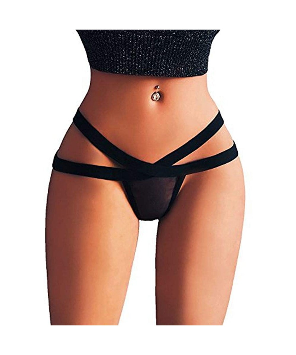 Bottoms Women Love Cutout Swim Shorts Swimwear Brazilian Cheeky Bikini Bottom Side Tie Thong Bathing Swimsuit - Black-a - CY1...