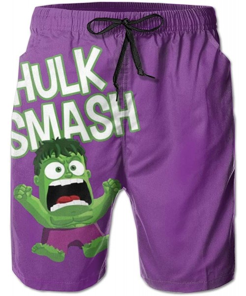 Board Shorts Men's Beach Shorts Out Hulk Smash Personalized Fashion Customization White - CC18UMKLHX3