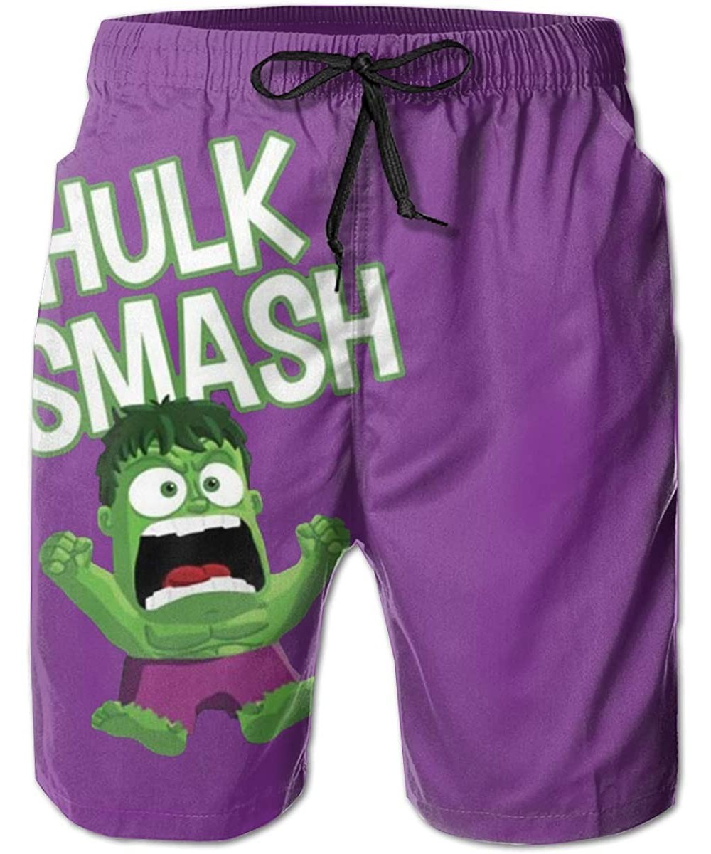 Board Shorts Men's Beach Shorts Out Hulk Smash Personalized Fashion Customization White - CC18UMKLHX3