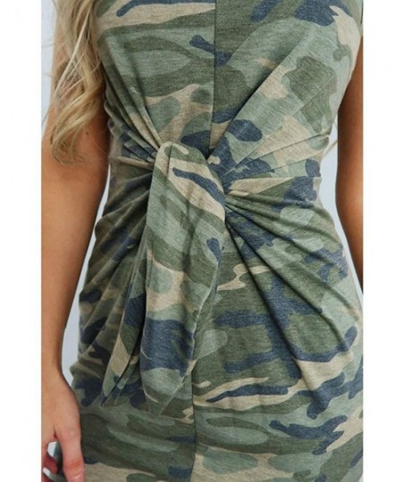 Cover-Ups Clothes Fashion Dress & Tops- Womens Holiday Summer Tied Up Camouflage Print Sleeveless Party Mini Dress - Green - ...