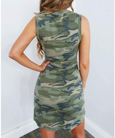 Cover-Ups Clothes Fashion Dress & Tops- Womens Holiday Summer Tied Up Camouflage Print Sleeveless Party Mini Dress - Green - ...