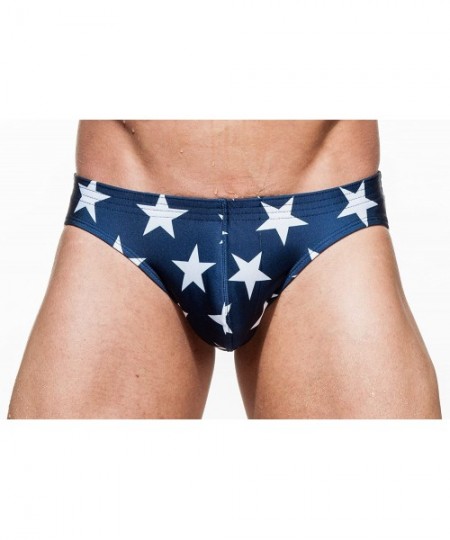 Briefs Men's USA Freedom Flag Stars & Stripes Bikini Swimsuit - Navy Stars - CG1958W2WQO