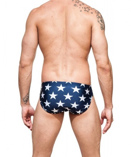 Briefs Men's USA Freedom Flag Stars & Stripes Bikini Swimsuit - Navy Stars - CG1958W2WQO