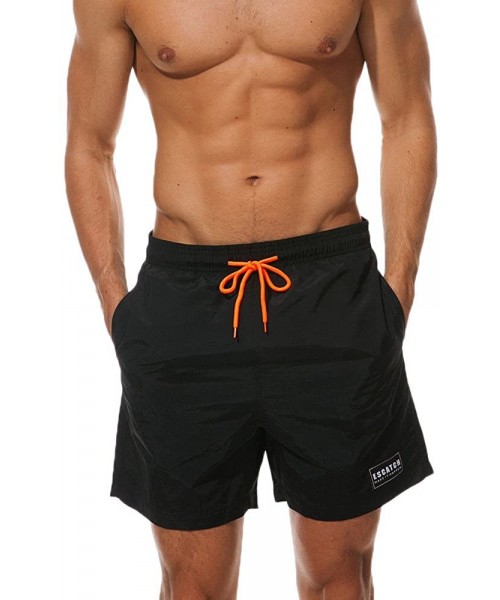 Racing Sweat Resistant Active Shorts Swimwear Running Surfing Sports Plus Size Beach Shorts Trunks Board Pants - Black - CB18...