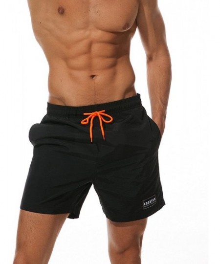 Racing Sweat Resistant Active Shorts Swimwear Running Surfing Sports Plus Size Beach Shorts Trunks Board Pants - Black - CB18...