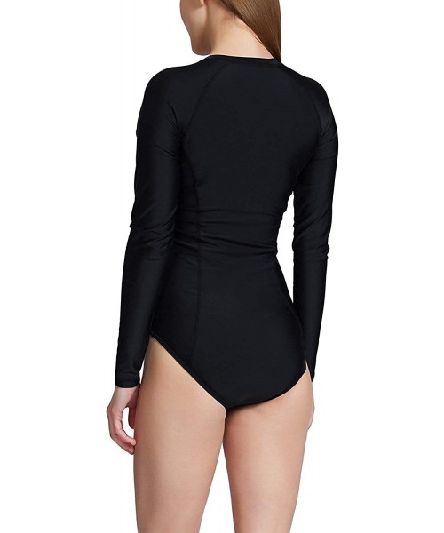 Rash Guards Fashion Bikini Women's Long Sleeve One Piece Sun Protection Rash Guard Rashguard UPF 50+ Swimsuit - Black - CM18R...