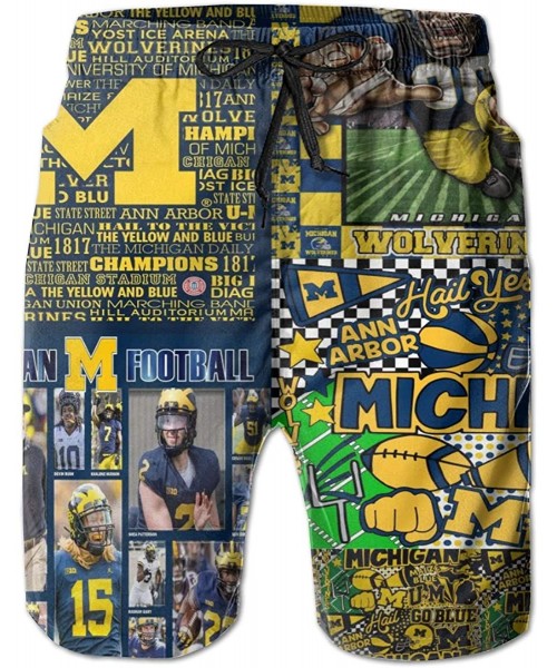 Board Shorts Men's Quick Dry Swim Shorts with Mesh Lining Swimwear Bathing Suits Beach Shorts - Michigan Wolverines-11 - CL19...