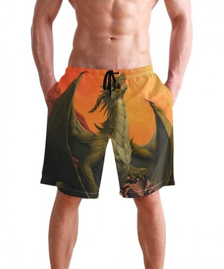 Board Shorts Mens Surfing Shorts Ice Hockey Player Skeleton Swim Trunks Shorts - Dragon the Rock - C8192OMHWG5