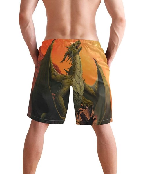 Board Shorts Mens Surfing Shorts Ice Hockey Player Skeleton Swim Trunks Shorts - Dragon the Rock - C8192OMHWG5