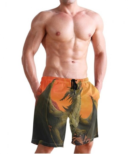 Board Shorts Mens Surfing Shorts Ice Hockey Player Skeleton Swim Trunks Shorts - Dragon the Rock - C8192OMHWG5