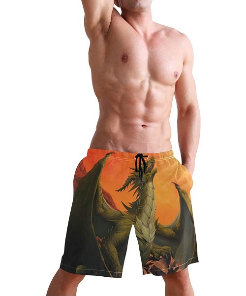 Board Shorts Mens Surfing Shorts Ice Hockey Player Skeleton Swim Trunks Shorts - Dragon the Rock - C8192OMHWG5