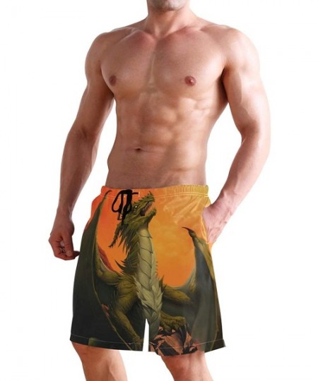 Board Shorts Mens Surfing Shorts Ice Hockey Player Skeleton Swim Trunks Shorts - Dragon the Rock - C8192OMHWG5