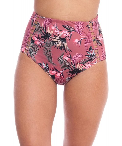 Tankinis Women's Modern High Waist Bikini Bottom The Lenore Eco-Friendly Swimwear - Sunset Tropical Print - CU18CRLK9RD