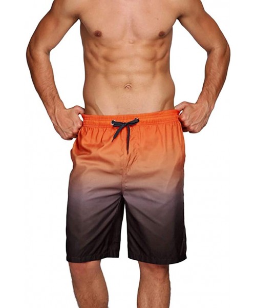 Board Shorts Mens Fashion Gradation Color Outdoor Beach Drawstring Shorts Casual Relaxed Fit Swim Trunks Water Athletic Pants...