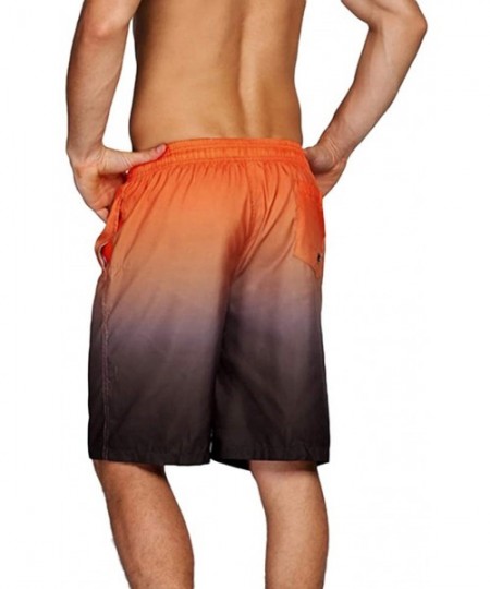 Board Shorts Mens Fashion Gradation Color Outdoor Beach Drawstring Shorts Casual Relaxed Fit Swim Trunks Water Athletic Pants...