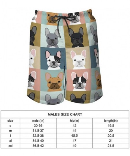 Board Shorts Men Casual Swim Trunks Drawstring Elastic Waist Summer Beach Board Shorts - French Bulldog Pattern - CG199QI0S4Q