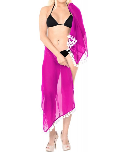 Cover-Ups Shawls Scarves Scarf Women's Pareo Swimsuit Beach Swimwear Wrap Bikini Sarong Solid Plain A - Pink_a965 - CZ18CIOGGXW