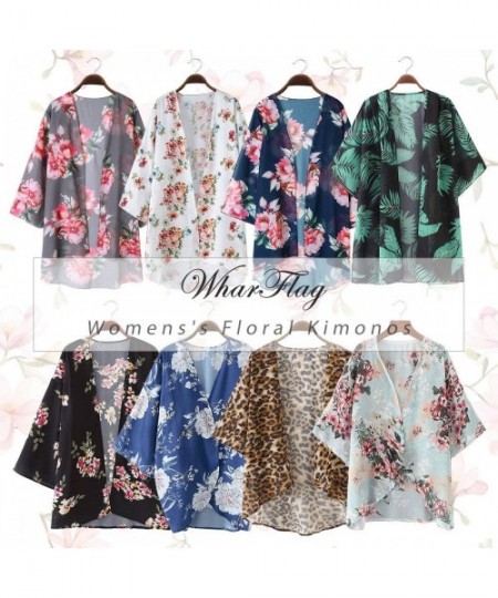 Cover-Ups Women Floral Kimono Cardigan - Casual Chiffon Kimonos Tops Boho Loose Blouse Open Front Swinsuit Beach Cover Ups - ...