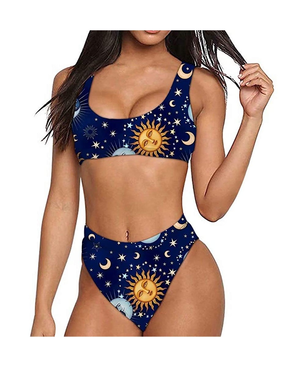 Sets Bikini Set Women Swimwear Two-Piece Push Up Tankini Bathing Suits High Waist Swimsuit - Sun - C41960YQZKD