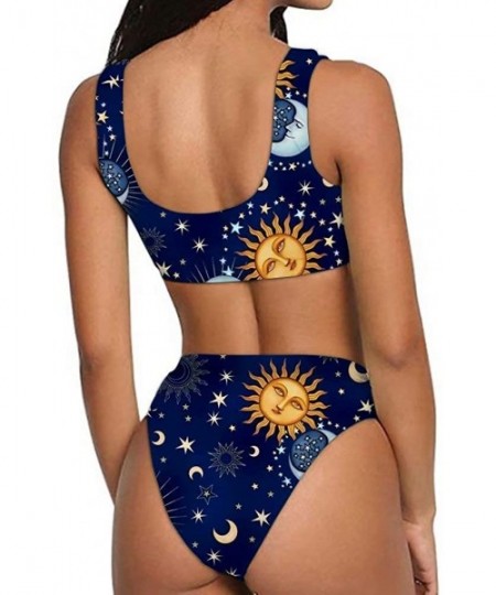 Sets Bikini Set Women Swimwear Two-Piece Push Up Tankini Bathing Suits High Waist Swimsuit - Sun - C41960YQZKD