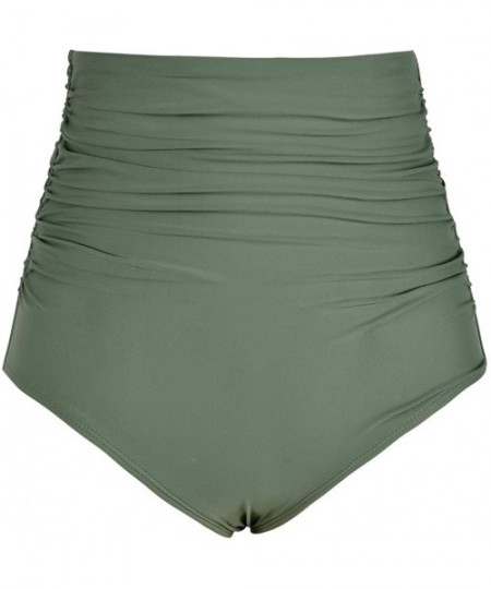 Tankinis Women's High Waisted Bikini Bottom Ruched Swim Brief Swim Shorts - Green - C6185499W2A