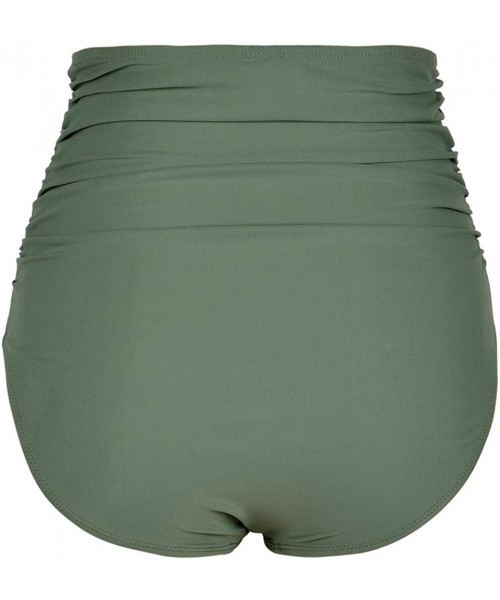 Tankinis Women's High Waisted Bikini Bottom Ruched Swim Brief Swim Shorts - Green - C6185499W2A