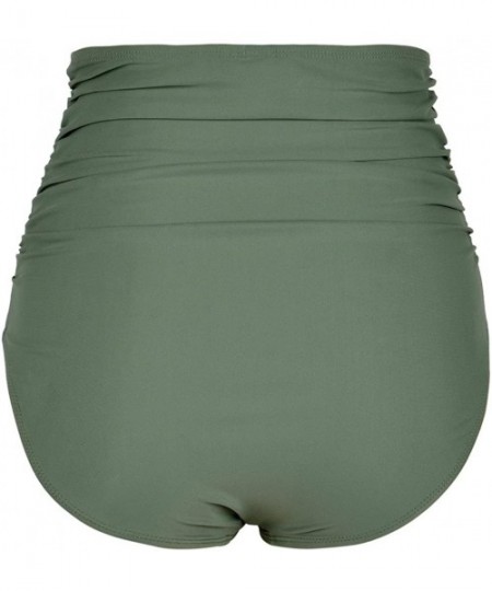 Tankinis Women's High Waisted Bikini Bottom Ruched Swim Brief Swim Shorts - Green - C6185499W2A