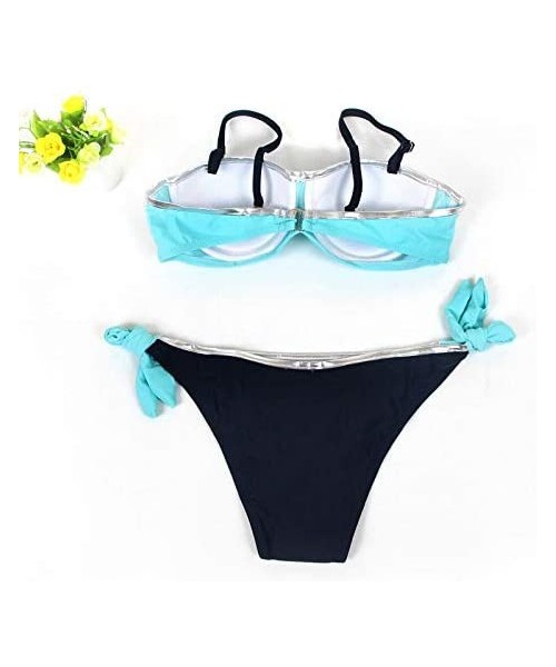 Sets Swimsuits for Womens- Womens Padded Push-up Bra Bikini Set Swimsuit Bathing Suit Swimwear Beachwear - Light Blue - CT18M...