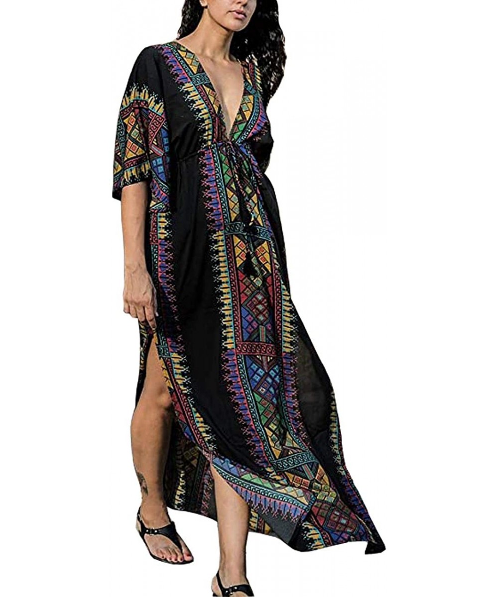 Cover-Ups Women's Beach Blouses Kimono Floral Print Chiffon/Rayon Cardigan Long Bikini Cover Up Dress Kaftans multicolor 2 - ...