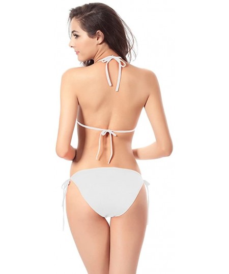 Cover-Ups Women's Sheer Extreme Bikini Halterneck Top and Tie Sides Micro Thong Sets - White01 - C718M006CMD