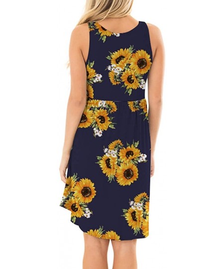 Cover-Ups Summer Dresses for Women Casual Sunflower Printed Sleeveless Mini Dress Sundress Swing Vest Tank Dress with Pockets...