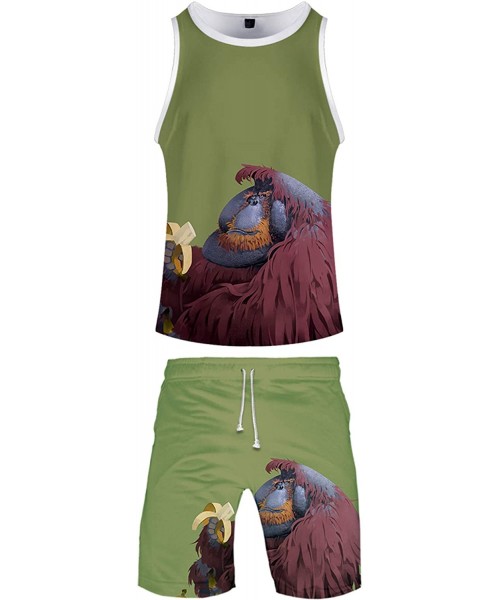 Board Shorts Novelty Gorilla Vest & Shorts Set Summer Men Tank Tops Boardshorts Apes Shirts Animial Print Boardshorts - F - C...