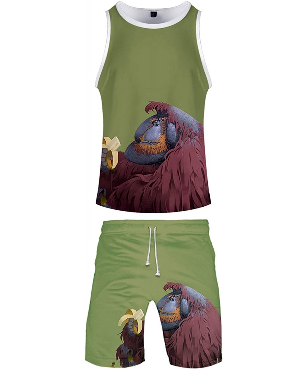 Board Shorts Novelty Gorilla Vest & Shorts Set Summer Men Tank Tops Boardshorts Apes Shirts Animial Print Boardshorts - F - C...