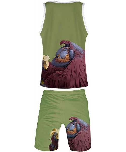 Board Shorts Novelty Gorilla Vest & Shorts Set Summer Men Tank Tops Boardshorts Apes Shirts Animial Print Boardshorts - F - C...