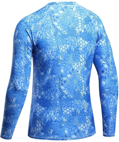 Rash Guards Men's UPF 50+ Zip Front Long Sleeve Top Rashguard Swimsuit - F43 - CN18O6DOTI2