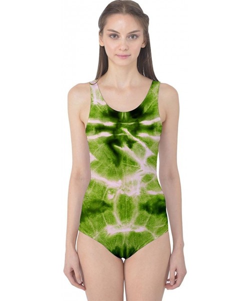 One-Pieces Womens Tie Dye One Piece Swimsuit - Olive Tie Dye - C512H496NTN