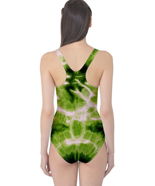 One-Pieces Womens Tie Dye One Piece Swimsuit - Olive Tie Dye - C512H496NTN