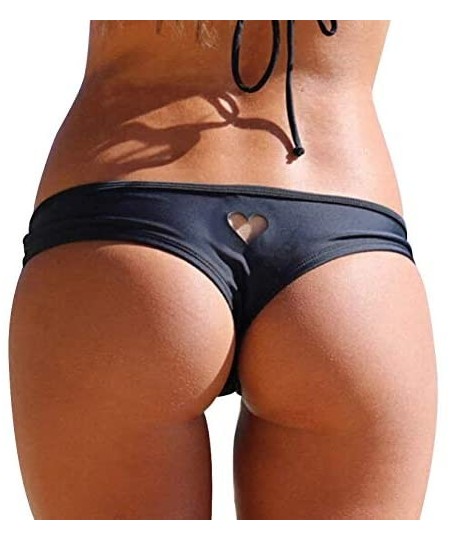 Tankinis Womens Cheeky Brazilian Bikini Bottom - Black - CT196T8QWET