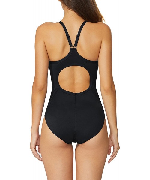 One-Pieces Women's Athletic Training Adjustable Strap One Piece Swimsuit Swimwear Bathing Suit - Black - CO1845G7WI6